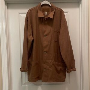 Men's Tan Shirt Jacket - 100% Wool
